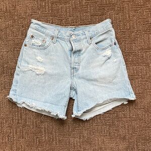 Levi's Light Blue Distressed Jean Shorts